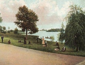 Drive Belle Isle Shore Scene Boat Detroit Michigan c1910 Germany P25