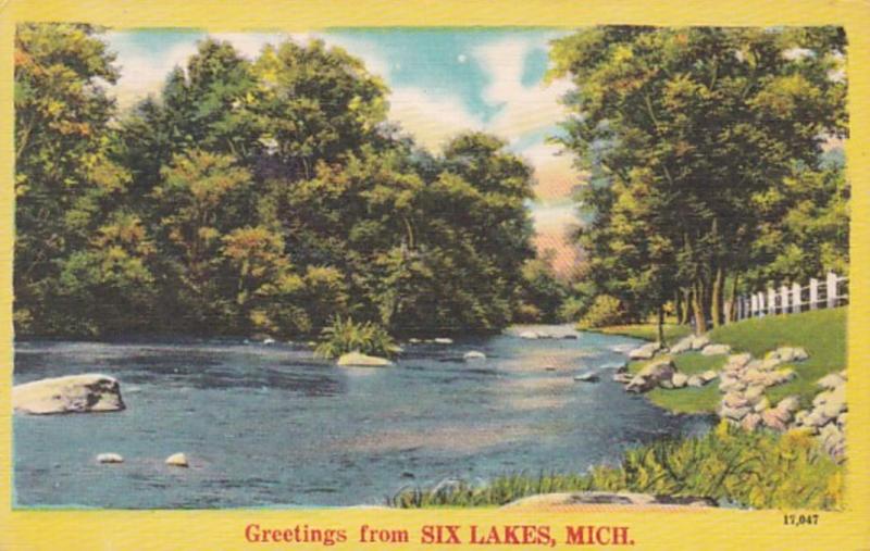 Michigan Greetings From Six Lakes 1952