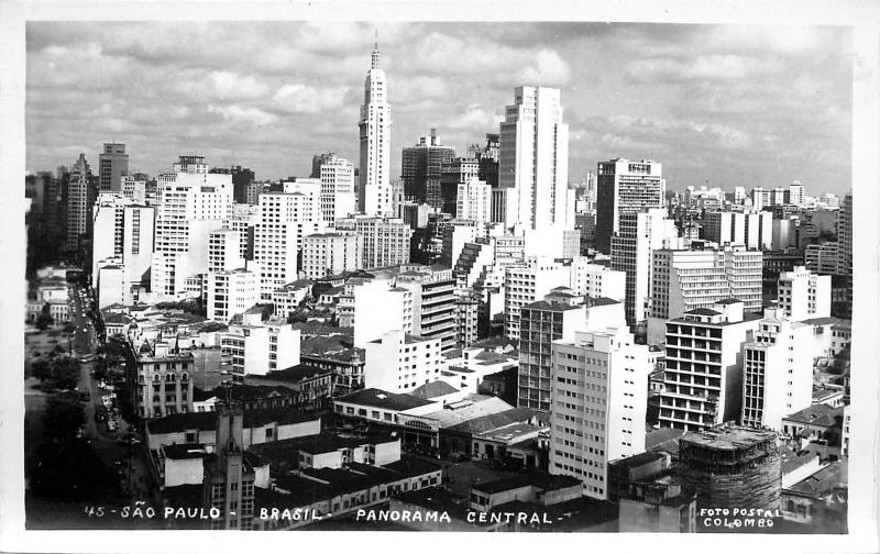 #45. Sao Paulo Brazil. Panorama Central Real Photo Postcard