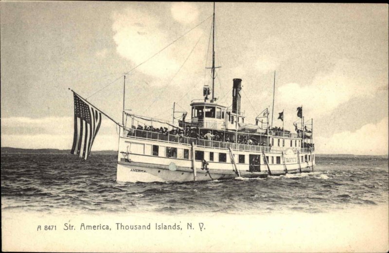 Thousand Islands NY Steamer Ship Boat AMERICA c1905 Rotograph Postcard 
