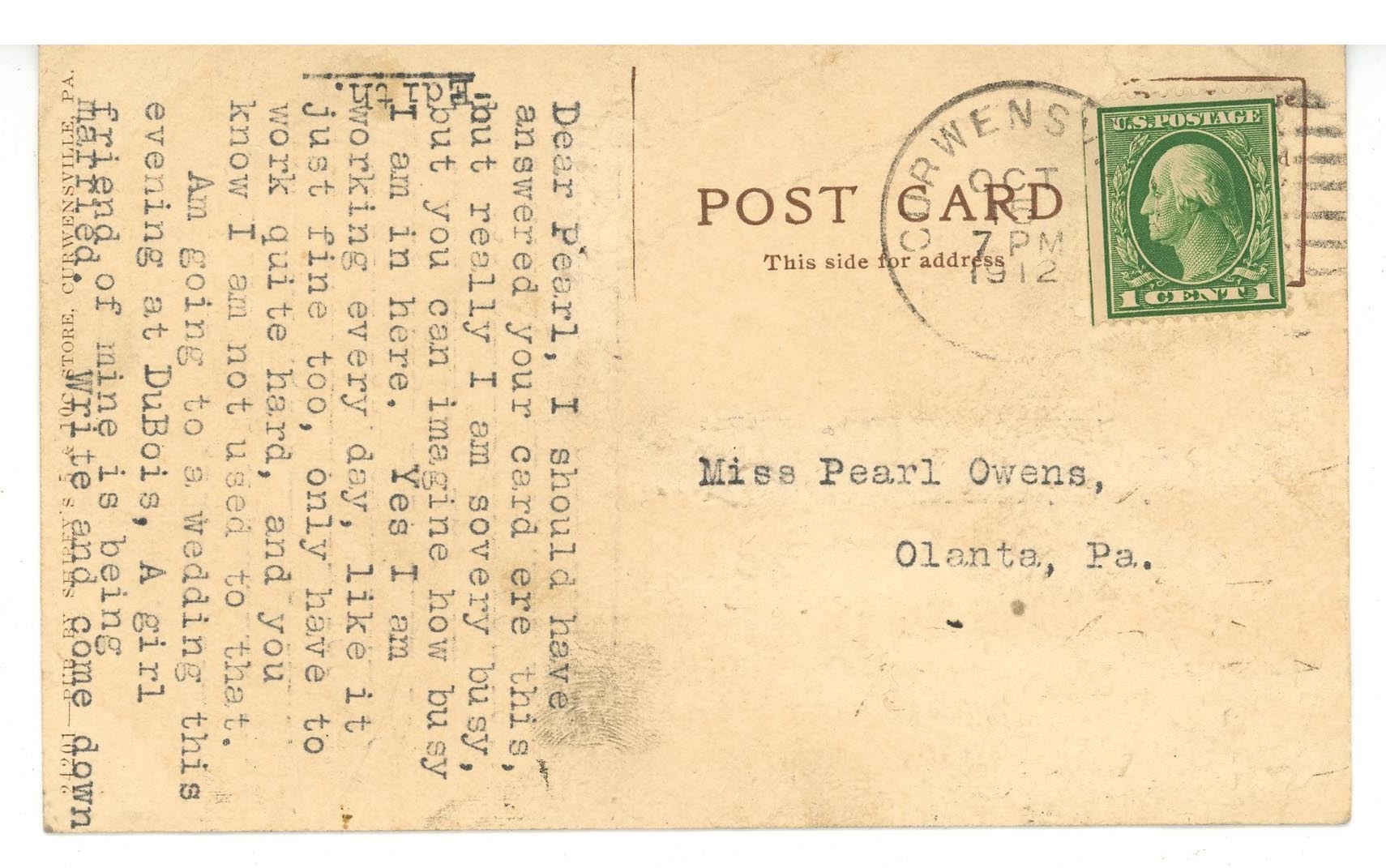 PA Curwensville. Filbert Street from State Street (creases) United