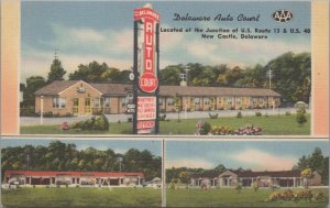 Postcard Delaware Auto Court Motel New Castle Delaware DE