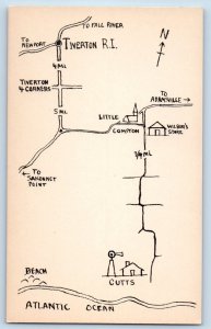 Tiverton Rhode Island RI Postcard Map Aerial View Sketch 1910 Vintage Unposted