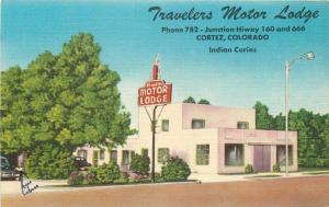 Cortez Colorado 1940s Linen Roadside Travelers Motor Lodge Postcard Western 4901