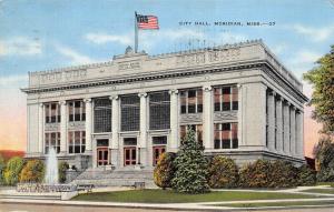 Meridian Mississippi 1943 Linen Postcard City Hall