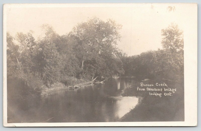 Princeton Illinois~Bureau Creek From Stimsons Bridge~Looking East~1905 RPPC 