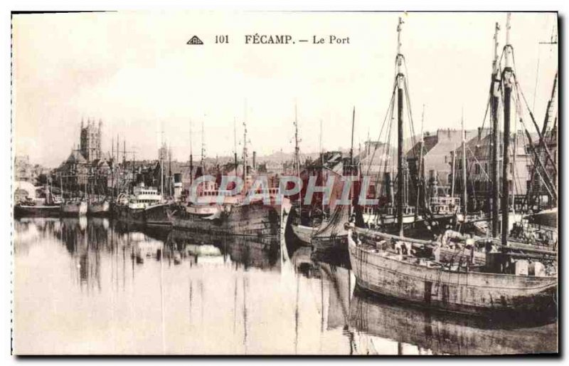 Postcard Fecamp Old Port Yacht