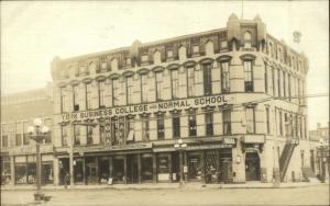 York NE Business College Drug Store Visible Signs ++Photography RPPC c1910