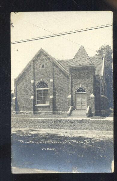 RPPC POLO ILLINOIS BRETHERN CHURCH BUILDING VINTAGE REAL PHOTO POSTCARD