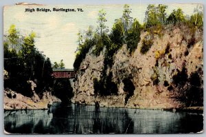 Burlington Vermont 1912 Postcard High Covered Bridge