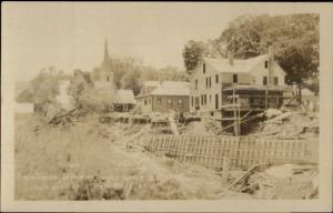 Cavendish VT Flood Red Cross Retaining Wall 1927 Real Photo Postcard