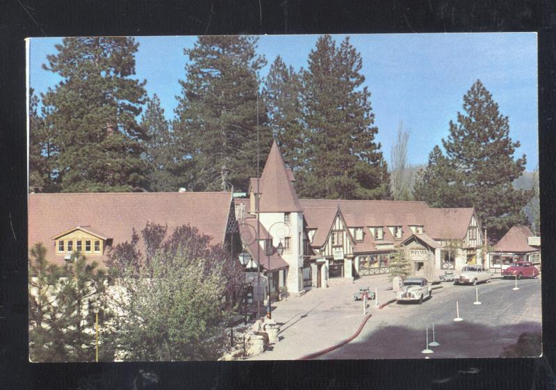 SAN BERNARDINO CALIFORNIA LAKE ARROWHEAD LODGE OLD CARS VINTAGE POSTCARD