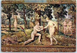 Postcard - Eve's temptation, Tapestry, Galleria dell' Accademia - Italy