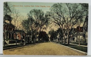 IA Cedar Rapids Iowa Second Avenue Looking East c1910 Street View Postcard Q11