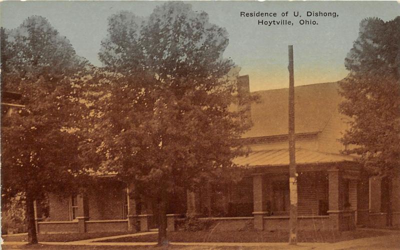 F6/ Hoytville Ohio Postcard c1910 Residence of U Dishong Home