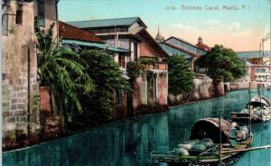 MANILA, Philippines    View on BINONDO CANAL BOATS   c1910s    Postcard