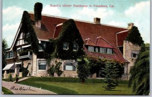 Vtg Pasadena California CA Busch's Winter Residence 1910s View Postcard