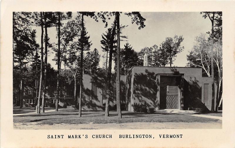 Burlington Vermont~Saint Mark's Church~c1950s Moss Photo RPPC-Postcard