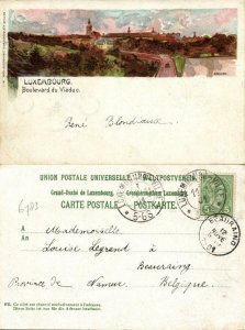 luxemburg, LUXEMBOURG, Boulevard du Viaduc, Artist Signed Pellon (1901) Postcard