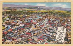 Washington Spokane Birds Eye View Curteich