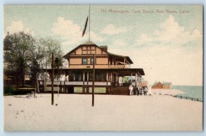 New Haven Connecticut CT Postcard Momauguin Cosy Beach Building Waterfront 1910