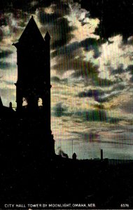 Nebraska Omaha City Hall Tower By Moonlight 1910