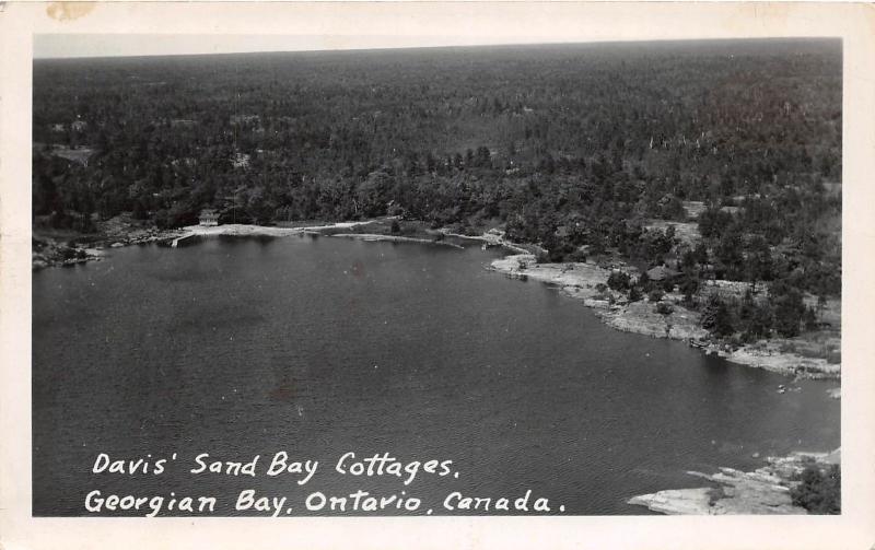 CANADA Ontario Postcard Photo RPPC 1948 GEORGIAN BAY Davis Sand Bay Cottage 163