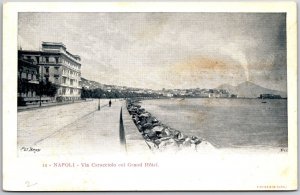 Napoli Via Caracciolo Col Grand Hotel Naples Italy Postcard