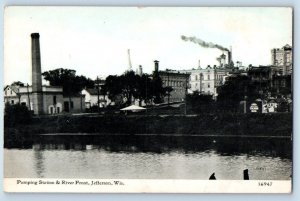 Jefferson Wisconsin Postcard Pumping Station River Front Factory Buildings 1913