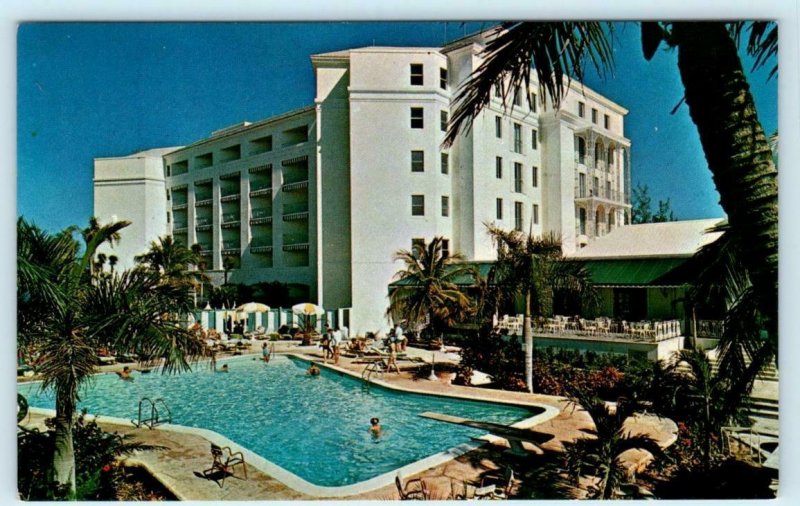 NASSAU, BAHAMAS ~ Cable Beach BALMORAL BEACH HOTEL Pool 1960s-70s Postcard