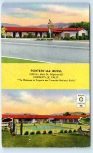 PORTERVILLE, CA ~ PORTERVILLE MOTELc1950s Roadside Tulare County Postcard