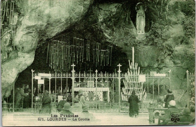 Vintage Postcard the Pyrenees Caves at the Holy City of Lourdes France ...