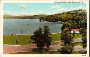 View Overlooking Sunapee Harbor, Lake Sunapee NH c1952 Vintage Postcard B08 