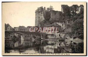 Old Postcard Clisson The castle and city bridge over the Sevre