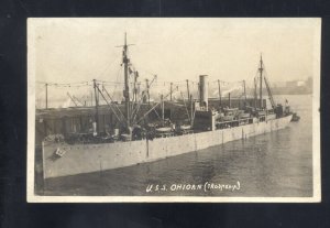 RPPC UNITED STATES NAVY WARSHIP USS OHIOAN VINTAGE REAL PHOTO POSTCARD AZO