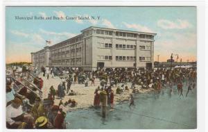 Beach & Municipal Baths Coney Island New York 1910s postcard