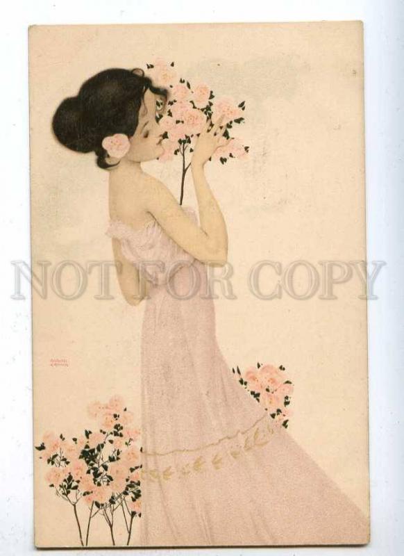 187662 Lady ROSES Flowers by RAPHAEL KIRCHNER old ART NOUVEAU