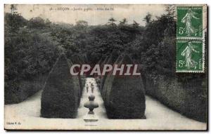 Old Postcard Lucon public garden allee yew