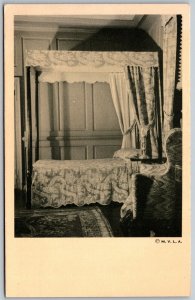 Vtg Virginia VA The Downstairs Bedroom at Mount Vernon Mansion 1930s Postcard