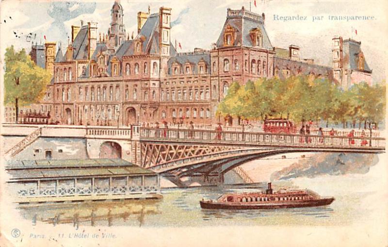 Paris L'Hotel de Ville Transparencies 1903 wear left bottom corner