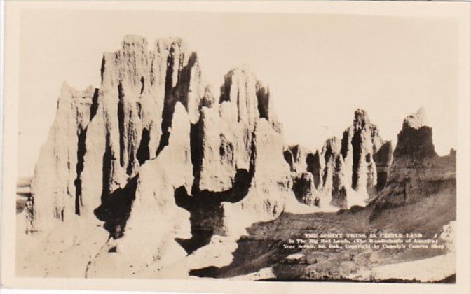 South Dakota Bad Lands The Sphinx Twins Real Photo