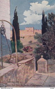 JERUSALEM, Israel, 1900-1910s; The Golden Gate From The Garden Of Gethsemane