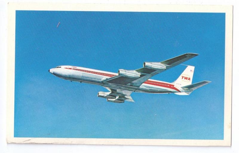 TWA Star Stream Boeing 707 Jet Airliner Airplane Vintage Aviation Postcard