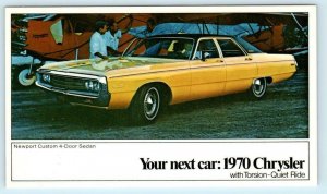 Car Advertising 1970 CHRYSLER NEWPORT Custom 4 Door Sedan ~ Automobile Postcard