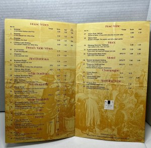 Vintage 1978 Anchor Hotels Wine List Menu
