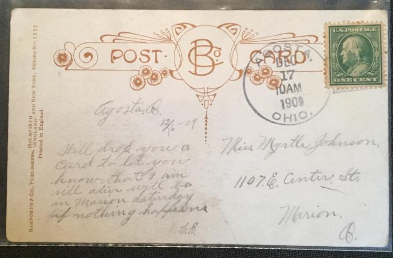 Vintage Postcard Used Moon Kissing Couple “I saw this the...”  LB