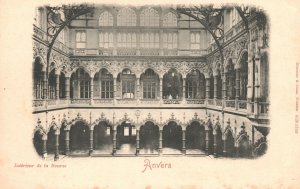 Vintage Postcard 1900's Interieur De La Bourse Anvers Belgium