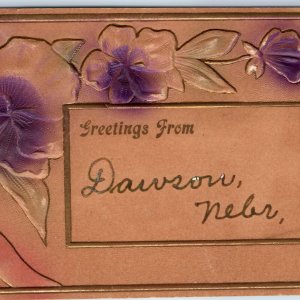 c1910s Dawson, Nebr. Greetings From Custom Handwritten City NE PC Cancel A242