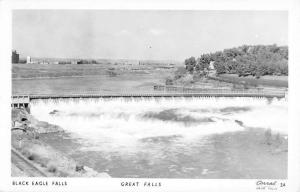 Black Eagle Falls Montana Dam Scene Real Photo Antique Postcard K102250