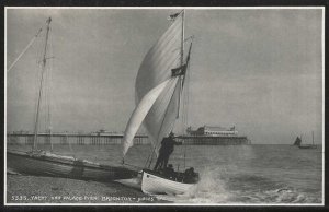 Yacht and Palace Pier, Brighton, England, Great Britain, Early Postcard, Unused